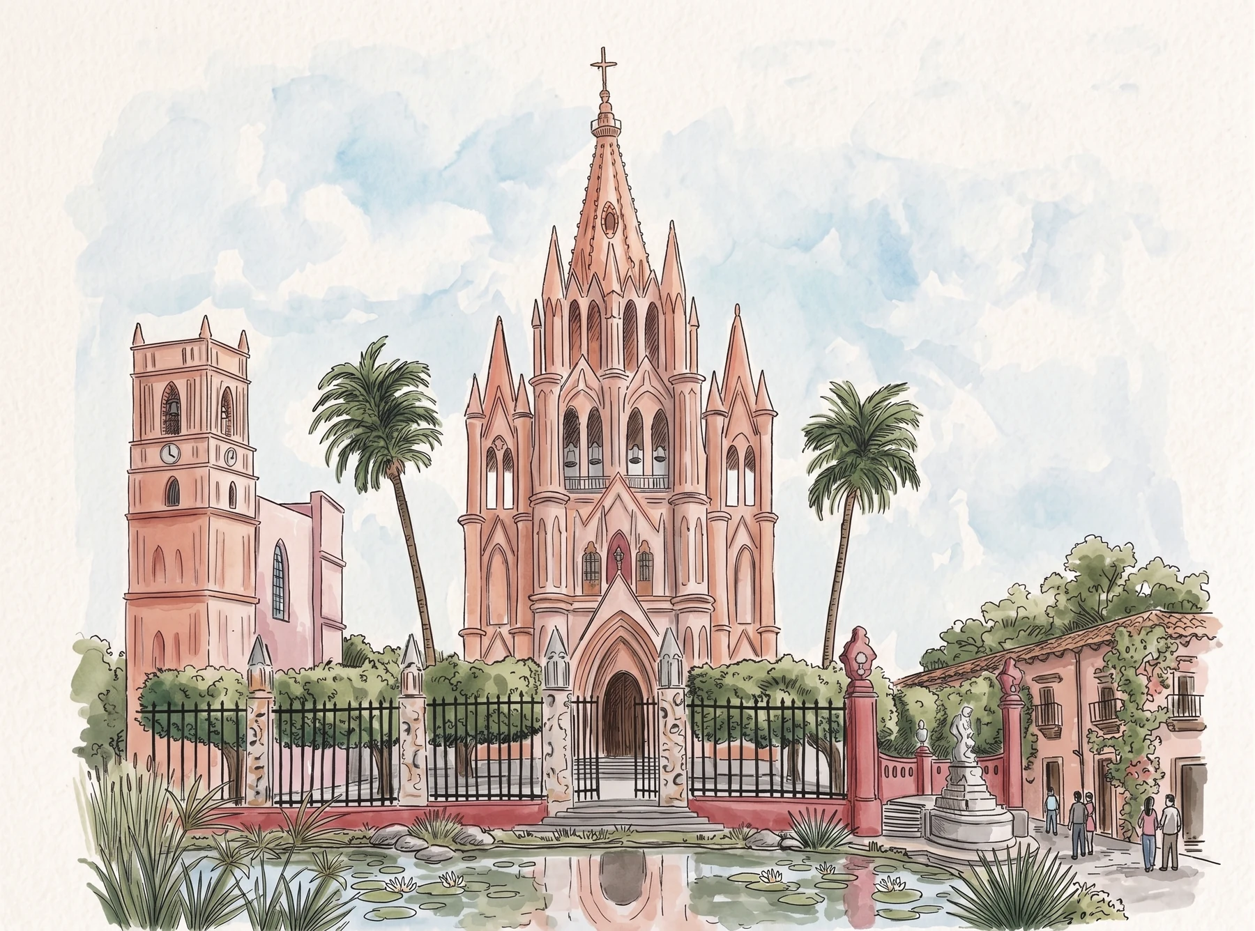 Acuarela de la Parroquia de San Miguel Arcángel